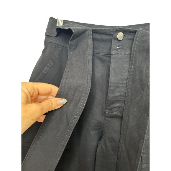 Bar lll Women’s Black Pants M Tie Belt Tapered Button Closure Pockets Stretch - Picture 7 of 16